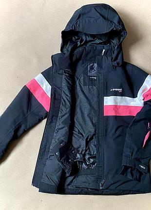Куртка демісезонна дитяча для дівчинки everest 11-12 років 146-152 см. гірськолижна для сноуборду мембранна чорна