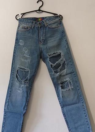 Блакитні рвані джинси haliç у стилі y2k / grunge / mom fit