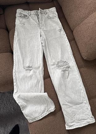 Джинси світло сірі wide leg