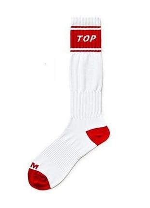 Спортивні шкарпетки d.m. top gay білого кольору з червоними вставками