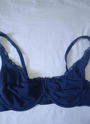 Хлопковый синий бюстгальтер tchibo body essentials, размер 85c