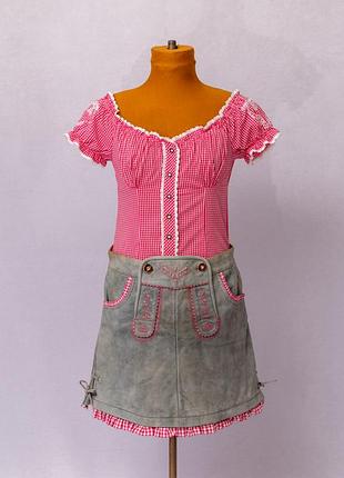 Баварская оригинальная кожаная мини юбка с вышивкой ✂️der wildschütz, нижняя 📍размер 40/42 (m-l), детали в описании