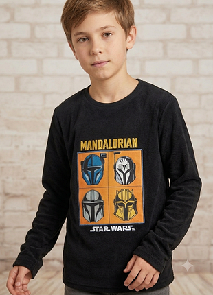 Кофта лонгслів на флісі для хлопчика чорна з принтом star wars від primark