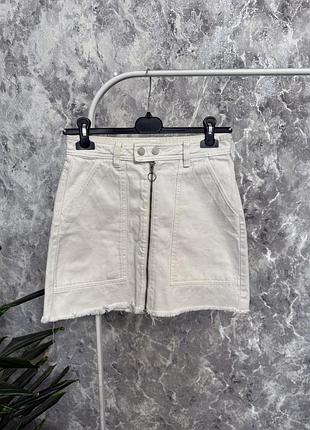 Спідниця жіноча h&m молочна джинсова спідниця 36/4