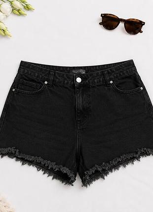 Чорні джинсові шорти papaya denim з необробленим краєм, розмір lxl (14)