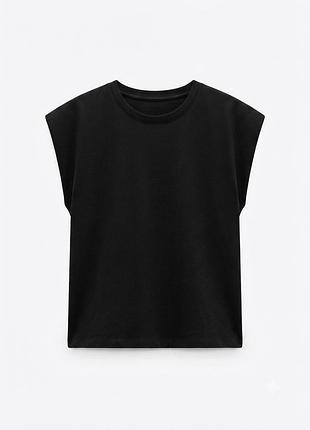 Футболка чорна базова zara з нових колекцій