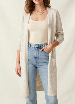 Стильный длинный кардиган zara молочный меланж ✨
