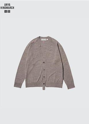 100% мериносова вовна, кардиган uniqlo 100% merino v neck cardigan