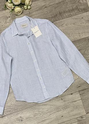 Льняная рубашка в полоску gant, р.s-m