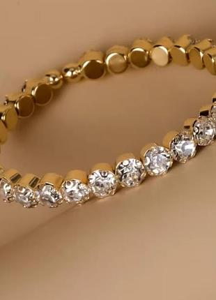 Елегантний золотистий браслет з кристалами / rhinestone bangle shein