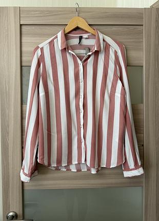 Смугаста сорочка h&m divided / легка віскозна блуза в смужку
