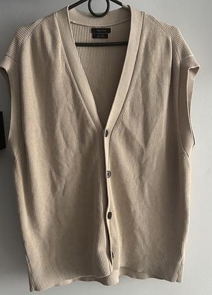 Бежевий чоловічий жилет massimo dutti (100% бавовна)