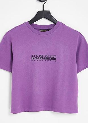Napapijri box cropped t-shirt in violet