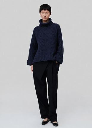 Теплий, в'язаний светр, об‘ємна кофта, вовна-альпака, оверсайз massimo dutti