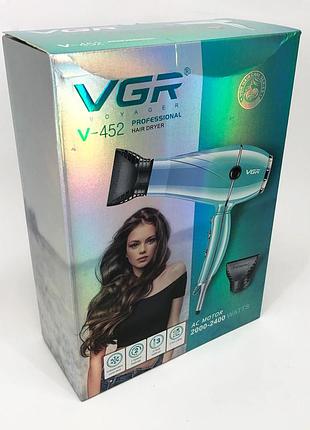 Удобный фен для домашнего использования vgr v-452 2400 вт, функциональный профессиональный фен tp-33