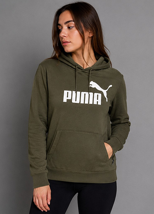 Оригинальное худи puma хаки m оверсайз | теплое худи с капюшоном | спортивная кофта
