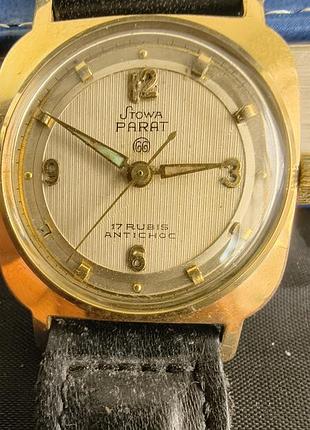 Винтажные позолоченные мужские часы stowa parat (немечесть, механика)