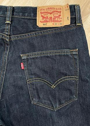 Джинси чоловічі класичні levi’s 501 темно-сині розмір w32 l30