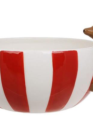 Керамічна піалка весела такса 17.7*15.7*9.9см/800 мл, червона, candy collection