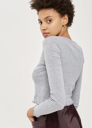 Серый женский кроп лонгслив topshop 2