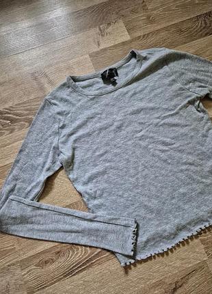 Серый женский кроп лонгслив topshop 4