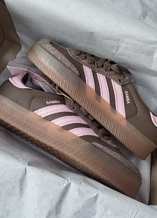 Женские кроссовки adidas samba brown pink