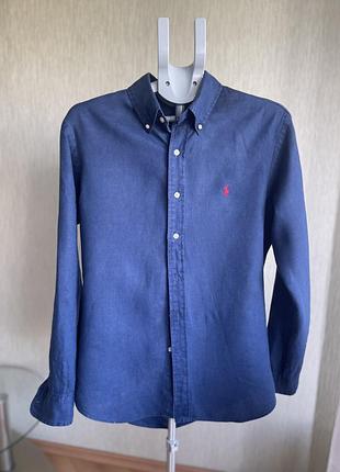Чоловіча льняна сорочка від ralph lauren polo. в кольорі індиго