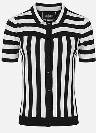 🌟 стильний вінтажний кардиган (топ) collectif lailie striped учорно-білу смужку в стилі 60-х