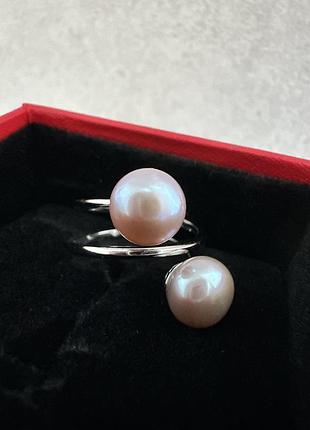 Серебряное кольцо toi et moi, 925, культивированный жемчугом, 17