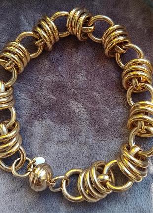 Винтажный массивный браслет bronze milor italy с магнитным замком