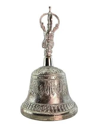 Колокол чакровый латунный посеребренный (d-10,5 h-20 см)
