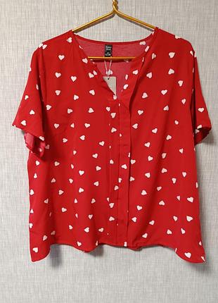 Новая красная блузка в сердечки emery rose (размер 3xl / 54-56) с биркой