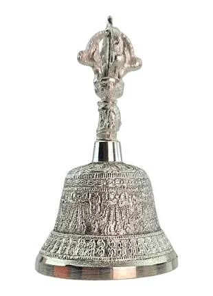 Колокол чакровый латунный посеребренный (d-8 см, h-14 см)