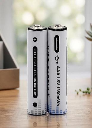 Акумуляторні батарейки ааа kingtianli aaа 2 шт. з роз'ємом type-c на 1.5v/1350 mah, мізинчикові акумулятори