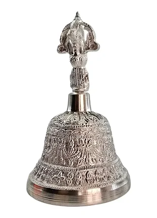 Колокол чакровый латунный посеребренный (d-7,5 см, h-13 см)