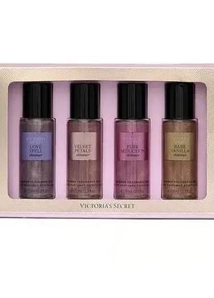 Подарунковий набір класичних міні-містів з шимером (4 шт) victoria's secret most loved shimmer mists gift set
