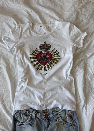 Жіноча футболка білого кольору dolce&gabanna y2k style