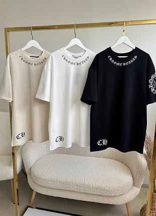 Футболки базові chrome hearts оверсайз з принтом фірмовим