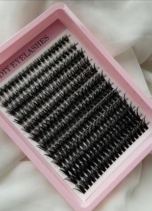 Набір пучкових вій для нарощування diy eyelashes, накладні вії різної довжини (9-16 мм)