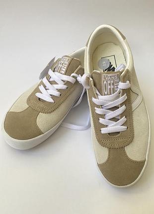 Новые оригинальные замшевые кеды vans sport low / бежевые ретро-кеды ванс размер 37