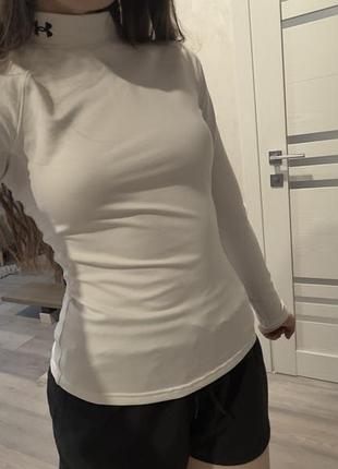 Спортивна термо футболка з подовженою шиєю under armour  cg authentics mockneck-wht