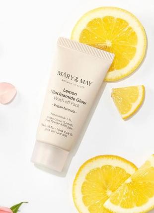 Глиняна маска mary&may lemon niacinamide glow wash off pack з ніцинамідом і лимоном 30 г