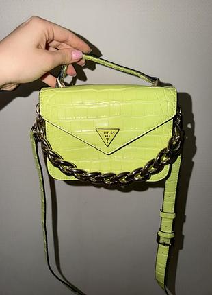 Оригинальная сумка guess lime croco | состояние новой