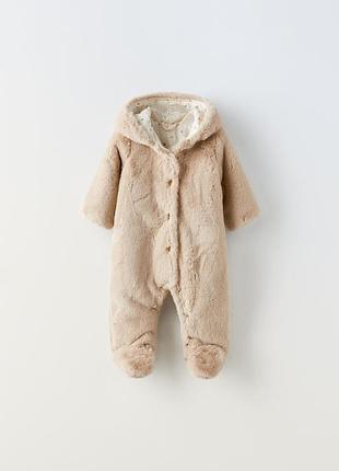 Цельный костюм из искусственного меха от zara