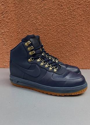 Оригінальні чоловічі високі кросівки nike lunar force 1 duckboot 18 43.5-44.5 розмір 28.5 см темно синій колір