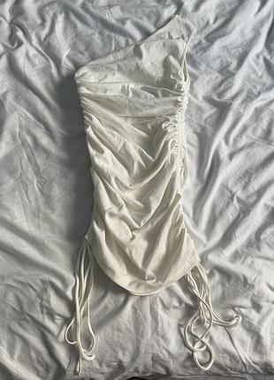 Платье белого цвета shein, размер s, 24% cotton