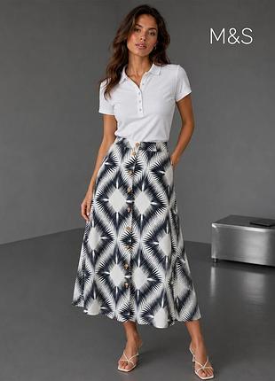 Новая молочная юбка-мини с пуговицами marks &amp; spencer 14uk l