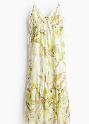 Нова.сукня максі h&m drawstring-detail maxi dress white yellow оригінал.з поточної колекції