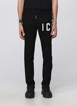 Dsquared2 skater jean mens black jeans icon print button fly stretch denim чоловічі джинси dsquared2 skater jean чорного кольору. виготовлені з