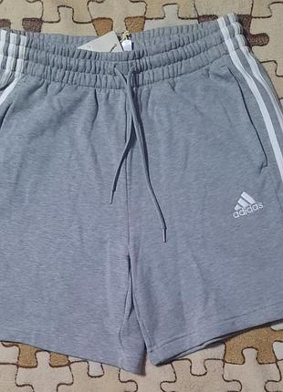 Новые мужские шорты adidas essentials french terry 3-stripes grey (размер l) оригинал